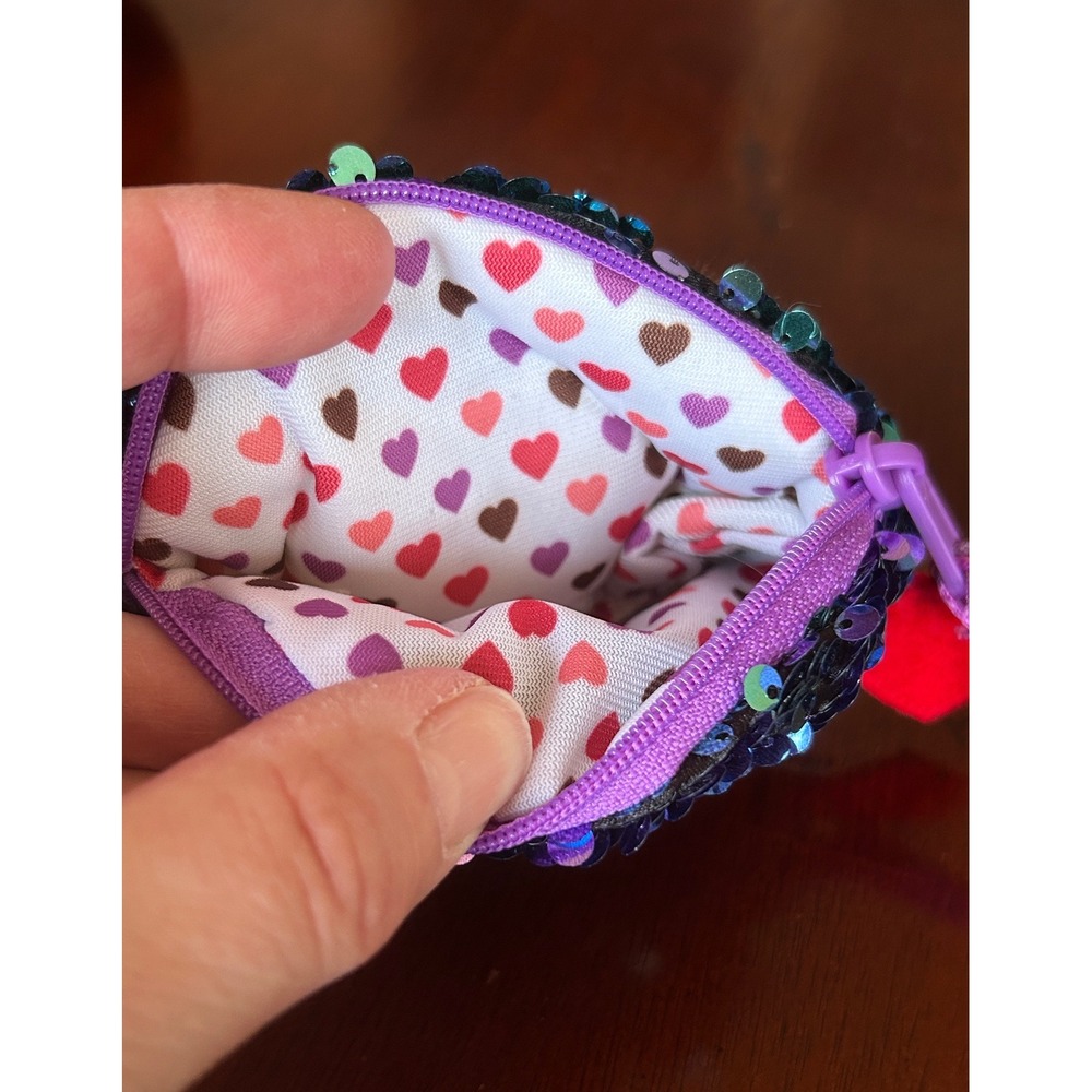 Ty Beanie Boos Moonlight Owl Flippables Sequin Coin Purse Purple Teal Wristlet - Picture 3 of 5
